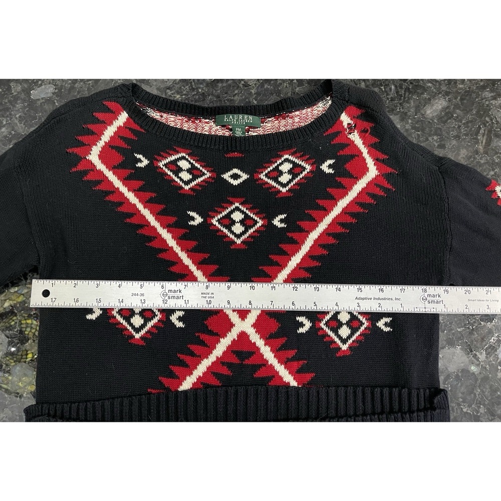 Lauren Ralph Lauren Petite Medium Long Tunic Sweater Southwest Aztec Geometric - Picture 14 of 16